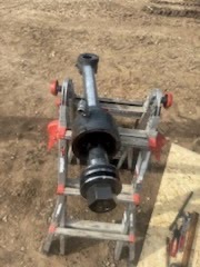 Heavy axle assembly on stands for rebuild